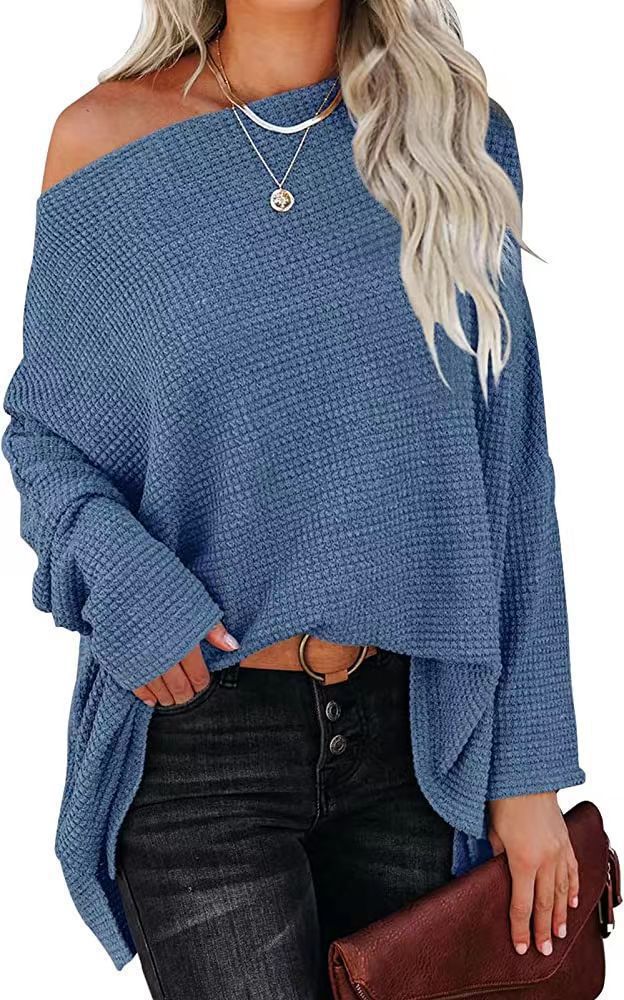 Damen lässiger Off-Shoulder Pullover im Strukturdesign Heidi-Mode