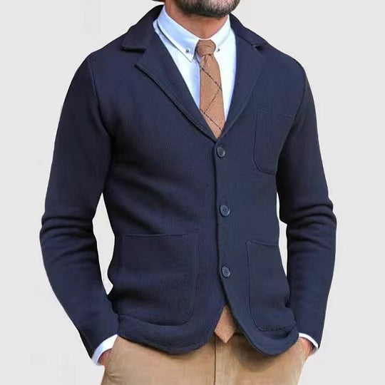 Herren modische Strickjacke mit eleganten Knopfdetails und praktischen Taschen Heidi-Mode