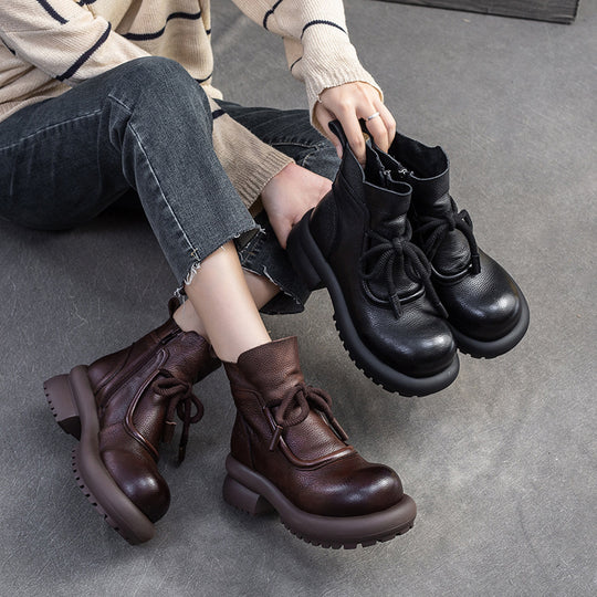 Damen Stiefeletten mit rutschfester Sohle und innovativer Schnürung Heidi-Mode