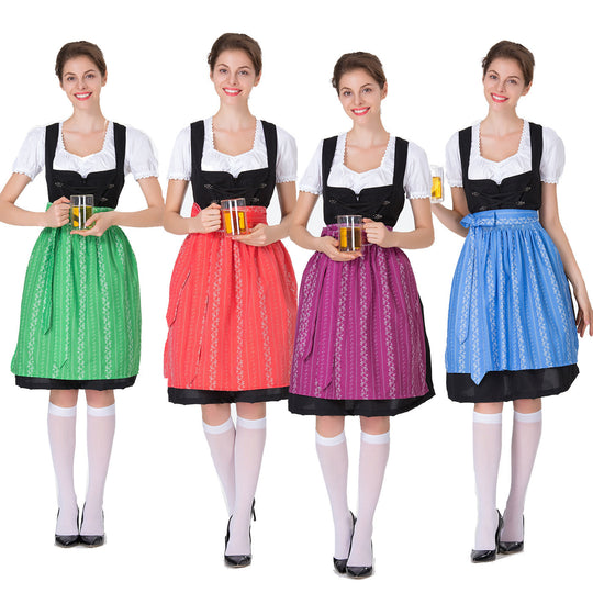 Damen Trachtenkleid mit eleganter Schürze und verspielten Rüschenkanten Heidi