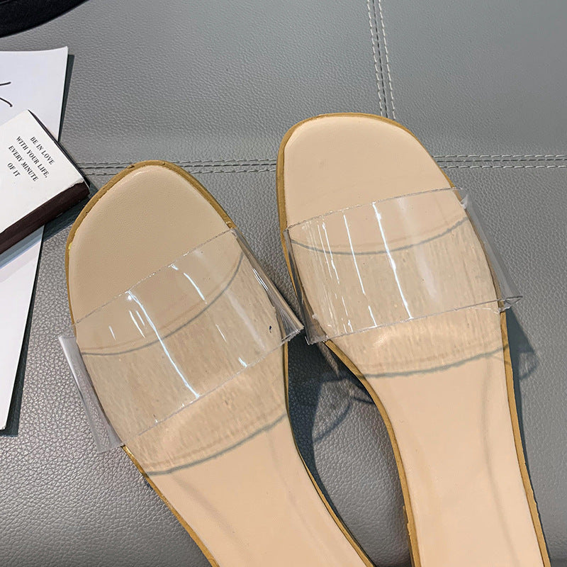 Damen Mules mit durchsichtiger Riemenführung und ergonomischer Sohle Heidi-Mode
