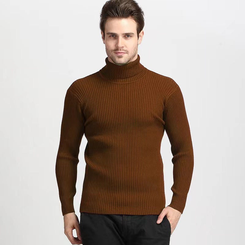 Herren Rollkragenpullover aus feinem Rippstrick Heidi-Mode
