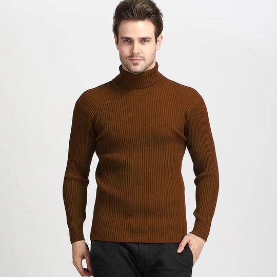 Herren Rollkragenpullover aus feinem Rippstrick Heidi-Mode
