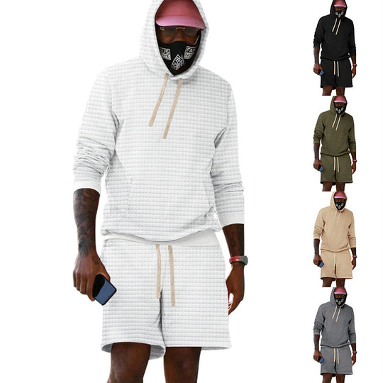 Herren lässiger Kapuzenpullover und Shorts Set aus atmungsaktivem Material Heidi-Mode