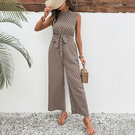 Damen eleganter Jumpsuit mit offenem Rücken und Taillengürtel Heidi-Mode