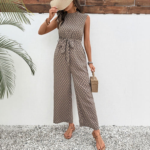 Damen eleganter Jumpsuit mit offenem Rücken und Taillengürtel Heidi-Mode