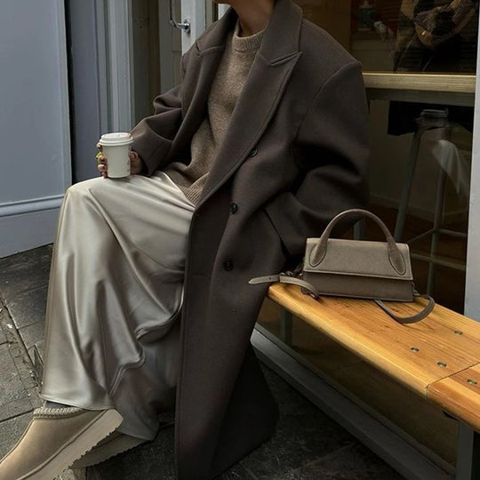 Damen Eleganter Wollmantel im Doppelreiher-Stil Heidi-Mode