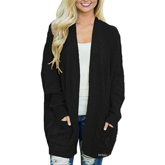 Damen Grobstrick Cardigan mit tiefen Taschen und eleganter Struktur Heidi-Mode