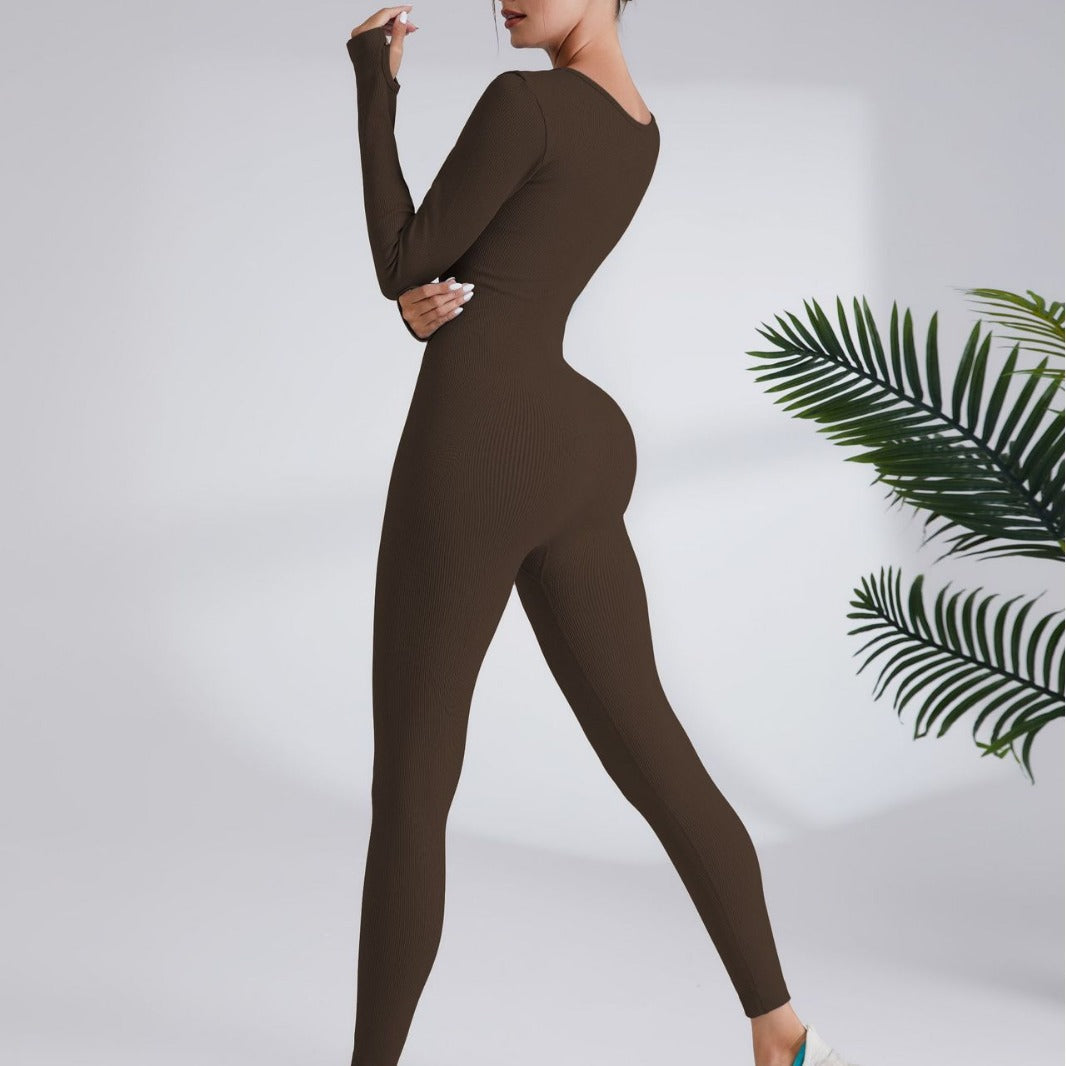 Damen Leggingsanzug mit elegantem Quadrat-Ausschnitt und figurbetonendem Schnitt Heidi-Mode