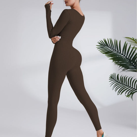 Damen Leggingsanzug mit elegantem Quadrat-Ausschnitt und figurbetonendem Schnitt Heidi-Mode