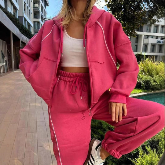 Damen Sportliches Set aus Hoodie und lässiger Jogginghose mit Kordelzug Heidi-Mode