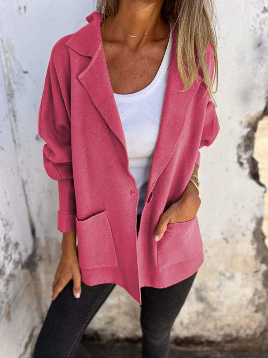 Damen Lässiger Oversize-Blazer mit praktischen Taschen und Knopfverschluss Heidi-Mode