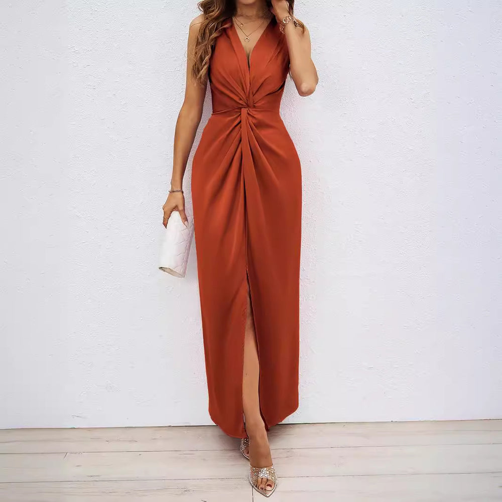 Damen Langkleid mit elegantem Wickeldesign und figurbetontem Schnitt Heidi-Mode