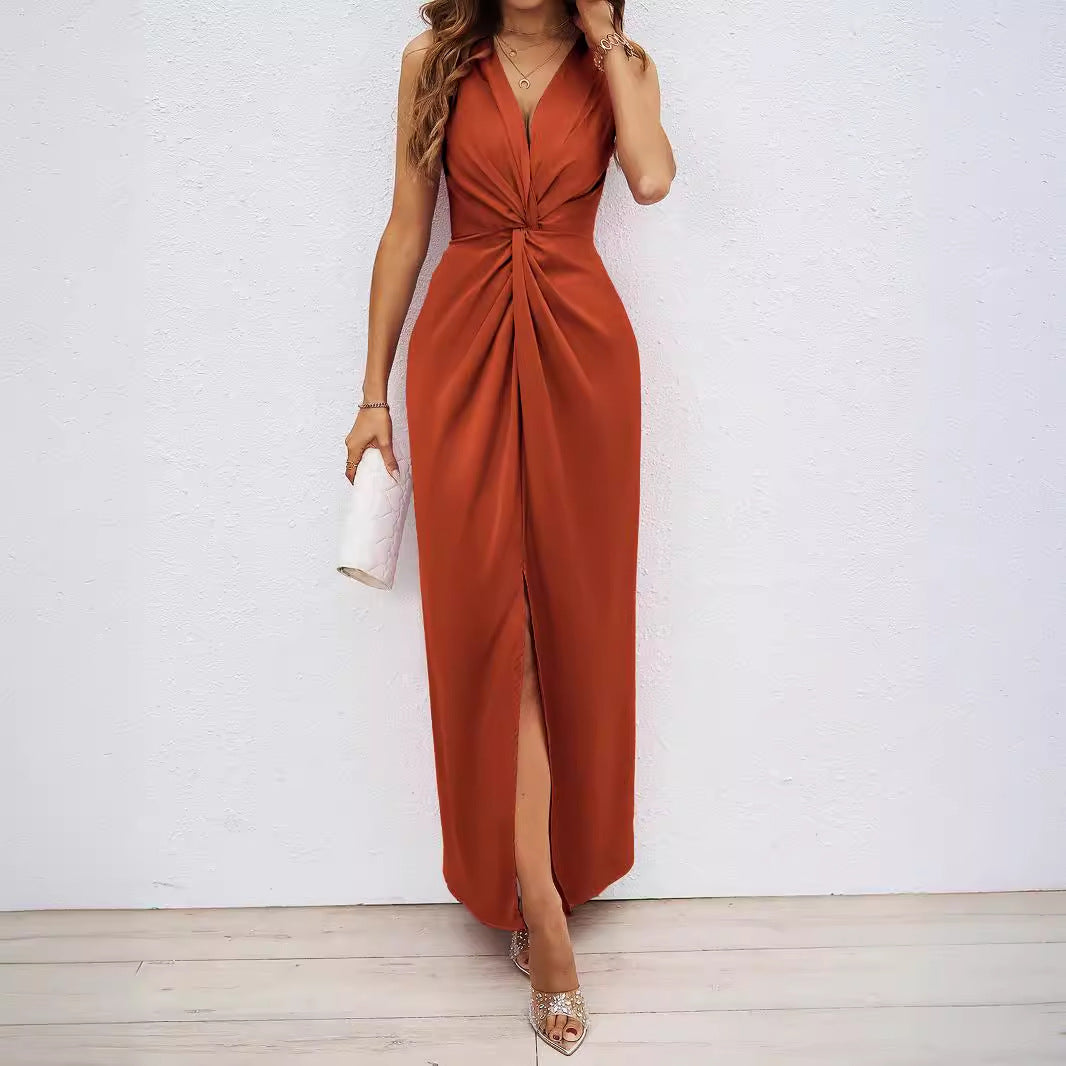 Damen Langkleid mit elegantem Wickeldesign und figurbetontem Schnitt Heidi-Mode