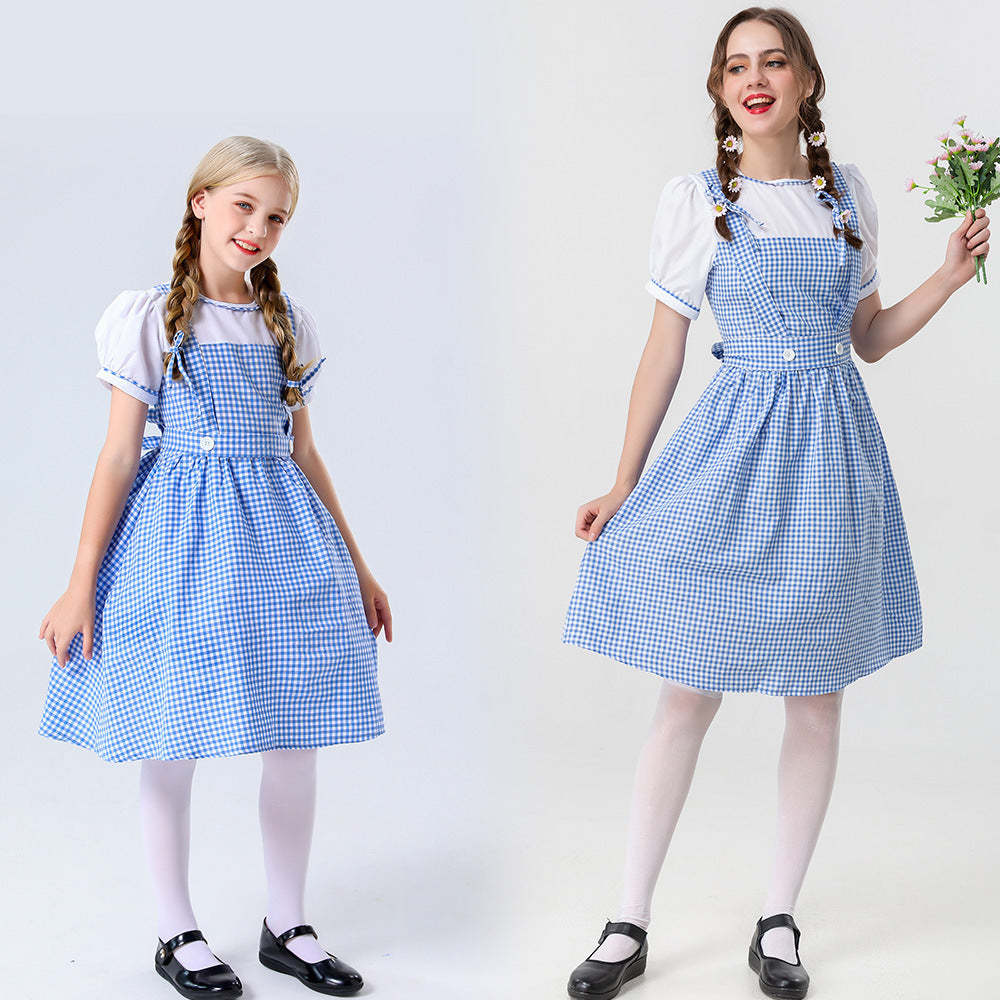 Damen Trachtenkleid mit romantischen Karomustern und schicken Knopfdetails Heidi