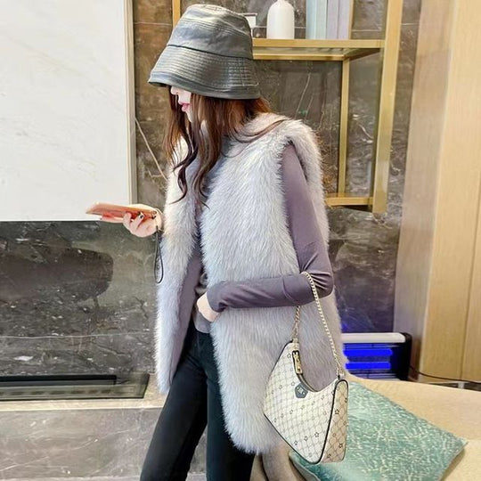 Damen Flauschige Kunstfell-Weste Heidi-Mode