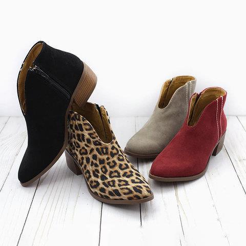 Damen Ankle Boots mit modischem Leopardenmuster und praktischem Reißverschluss Heidi-Mode
