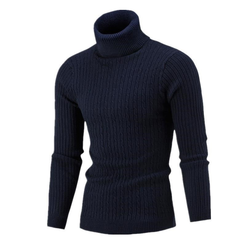 Herren Rollkragenpullover mit strukturiertem Zopfmuster und modernem Schnitt Heidi-Mode
