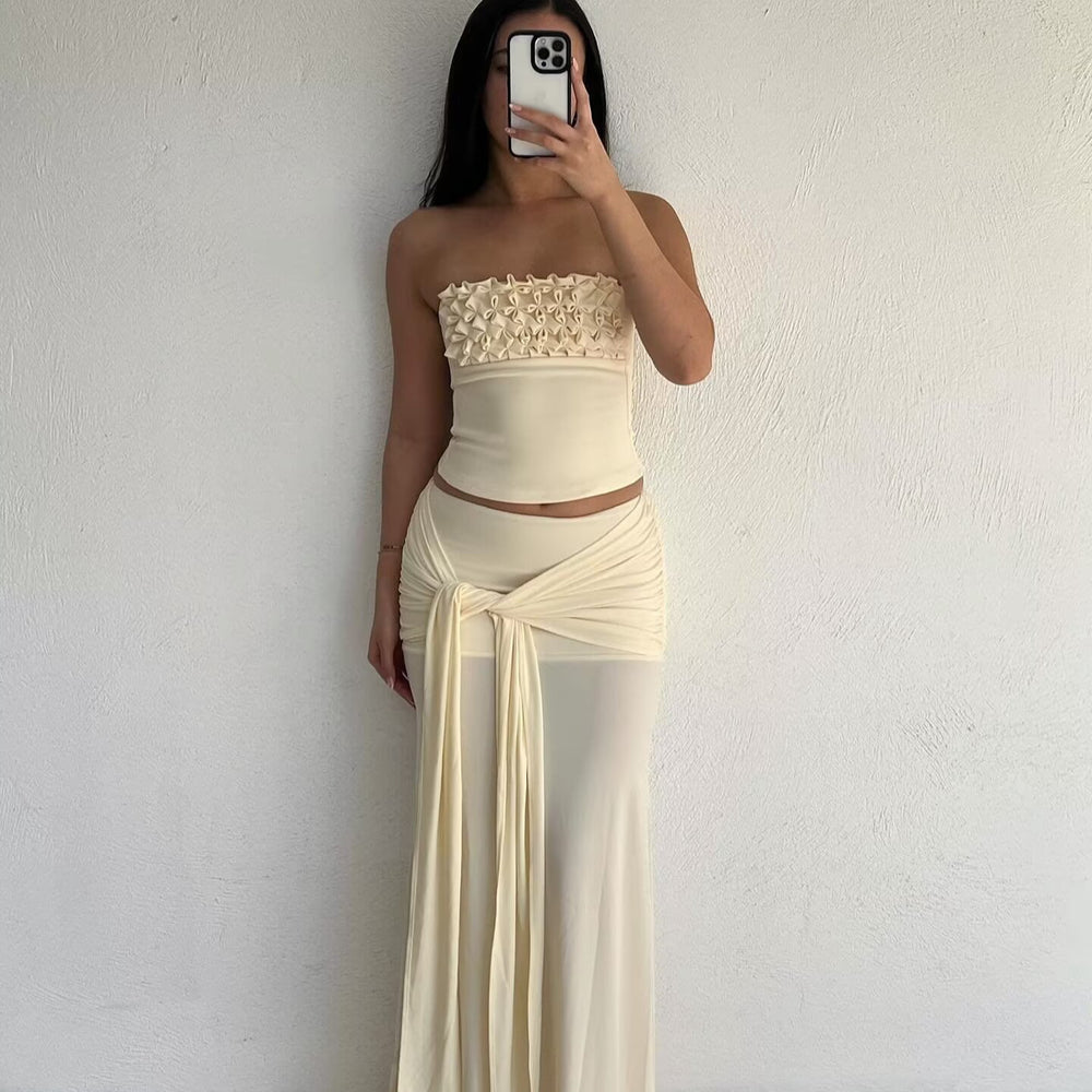 Damen ärmelloses Oberteil mit eleganter Rüschendetailierung Heidi-Mode