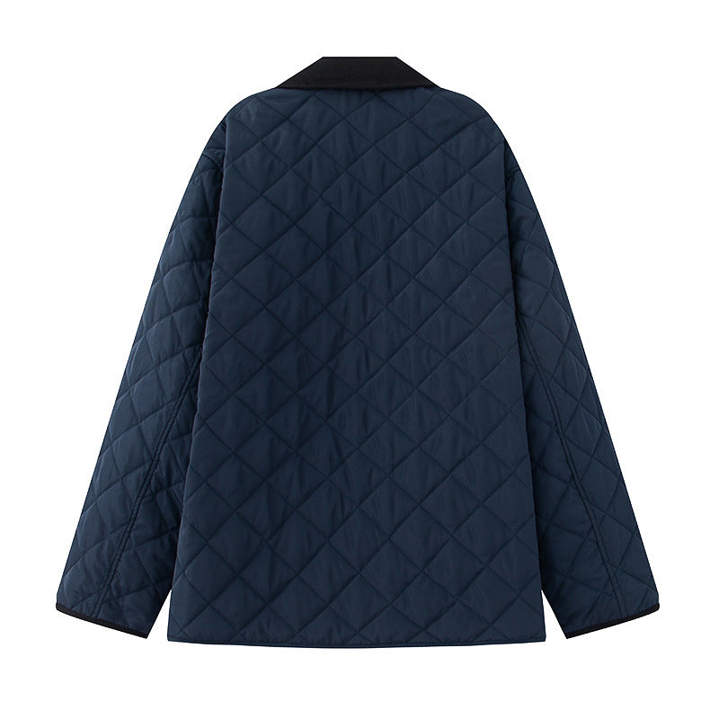 Damen Steppjacke aus weichem Material mit kontrastierendem Kragen und praktischen Taschen Heidi-Mode