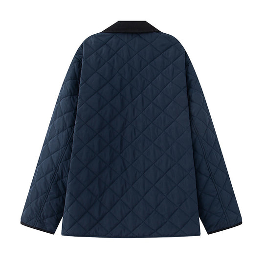 Damen Steppjacke aus weichem Material mit kontrastierendem Kragen und praktischen Taschen Heidi-Mode