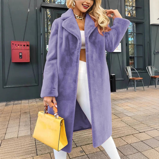 Damen Modische und kuschelige Lange Jacke aus hochwertigem Fleece Heidi-Mode