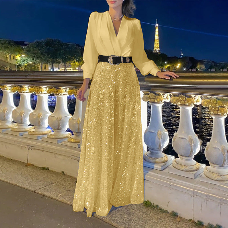 Damen Funkelndes Abendkleid mit elegantem Oberteil und glitzerndem Rock Heidi-Mode