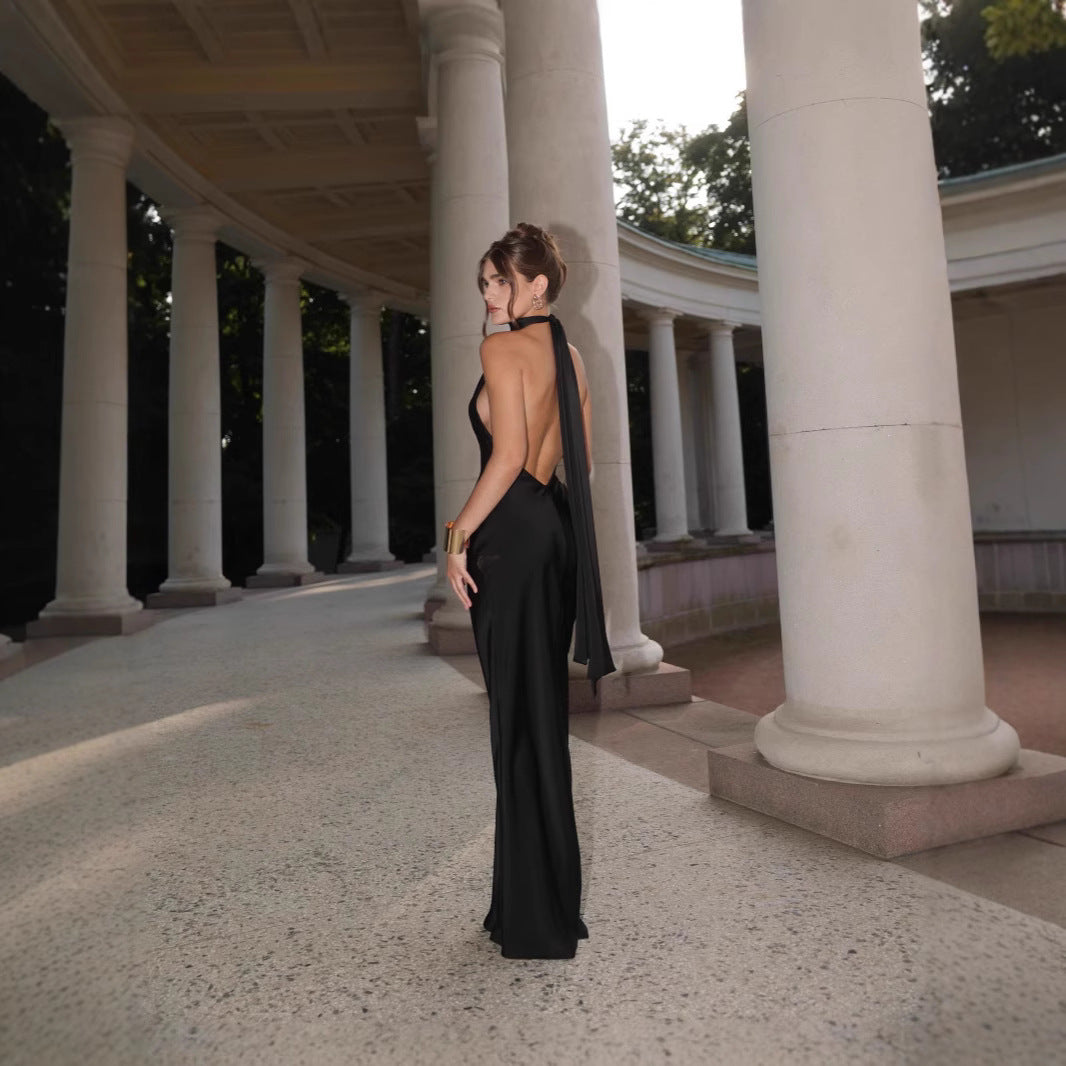 Damen Abendkleid mit elegantem Rückenausschnitt und fließendem Stoff Heidi-Mode