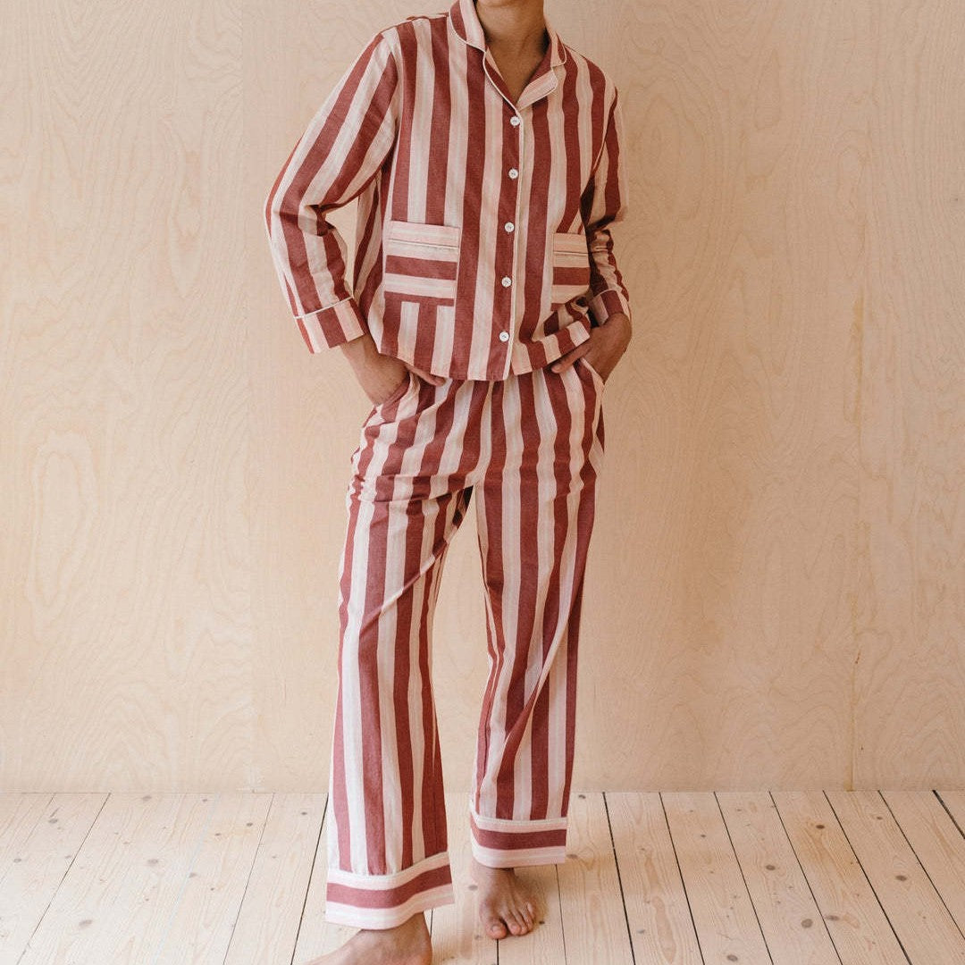 Damen Pyjama-Set mit modischem Streifenmuster Heidi-Mode