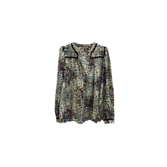 Damen Bluse mit aufwendigem Blumenmuster und eleganten Akzenten Heidi-Mode