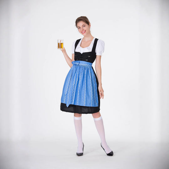 Damen Trachtenkleid mit eleganter Schürze und verspielten Rüschenkanten Heidi