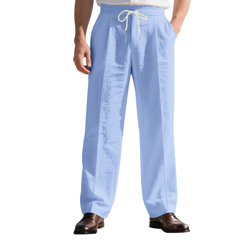 Herren elegante Freizeithose mit verstellbarem Kordelzug und atmungsaktiver Struktur Heidi-Mode