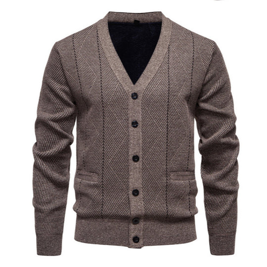Herren modische Strickjacke mit einzigartigem Rautenmuster Heidi-Mode