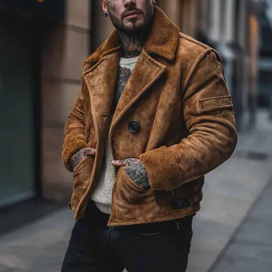 Herren lässige Wildlederjacke mit weichem Innenfutter Heidi-Mode