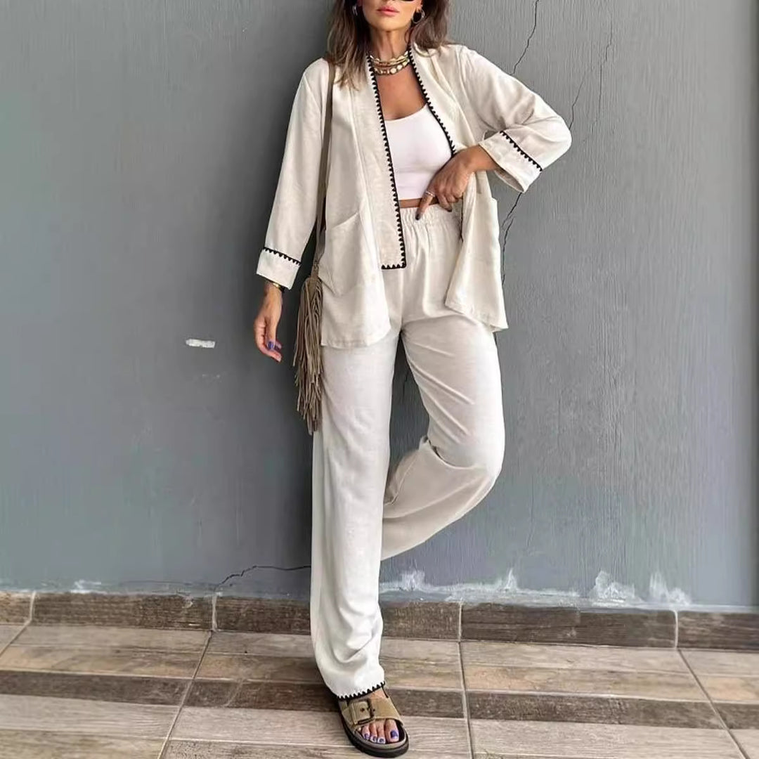 Damen Elegant geschnittene Jacke mit kontrastierendem Saum Heidi-Mode
