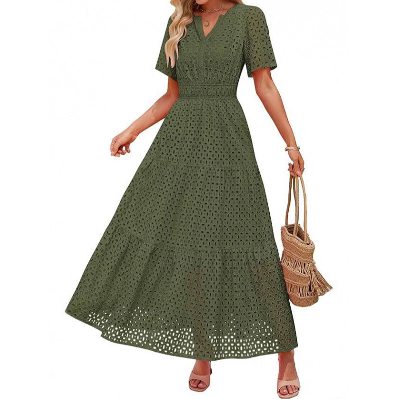 Damen Maxikleid mit gehäkeltem Muster Heidi-Mode