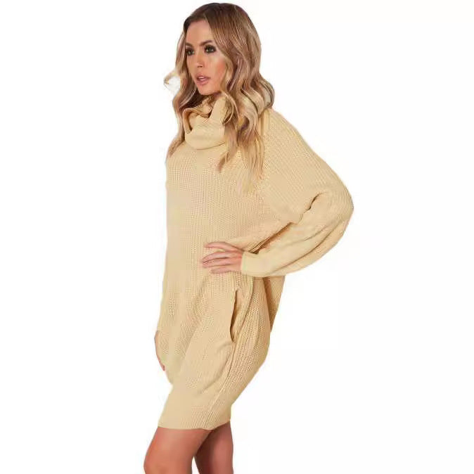 Damen Strickkleid mit weitem Kragen Heidi-Mode