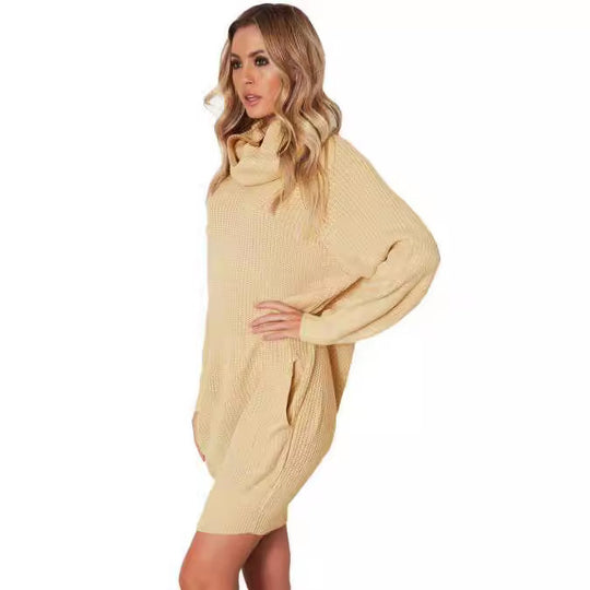 Damen Strickkleid mit weitem Kragen Heidi-Mode