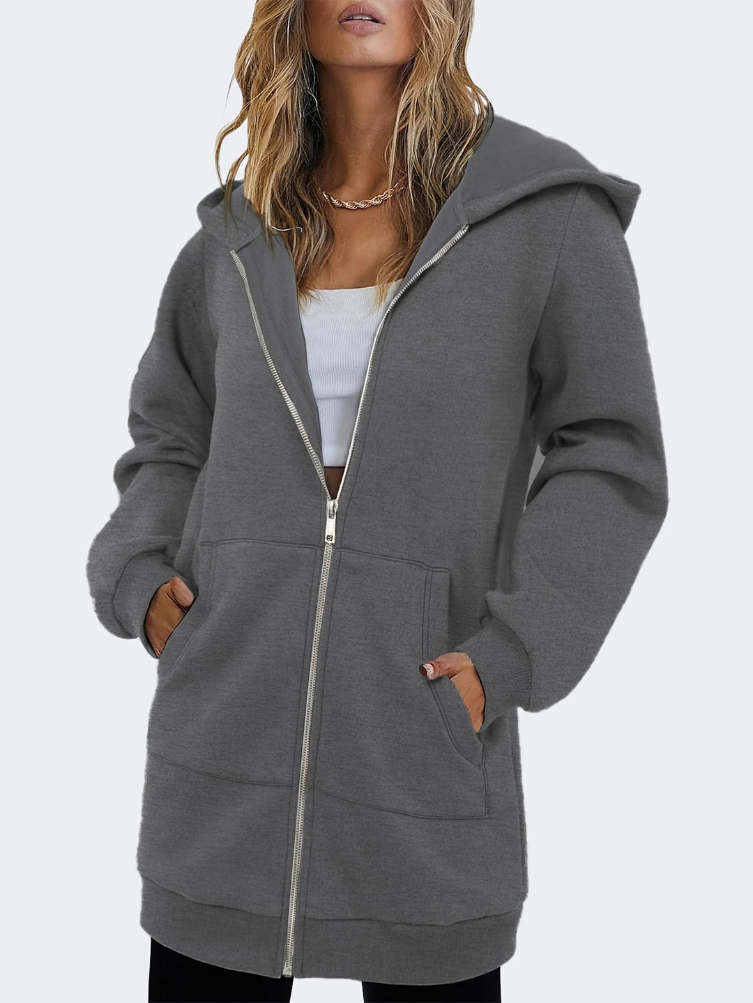 Damen Kapuzensweatjacke mit großzügigen Taschen von Heidi-Mode