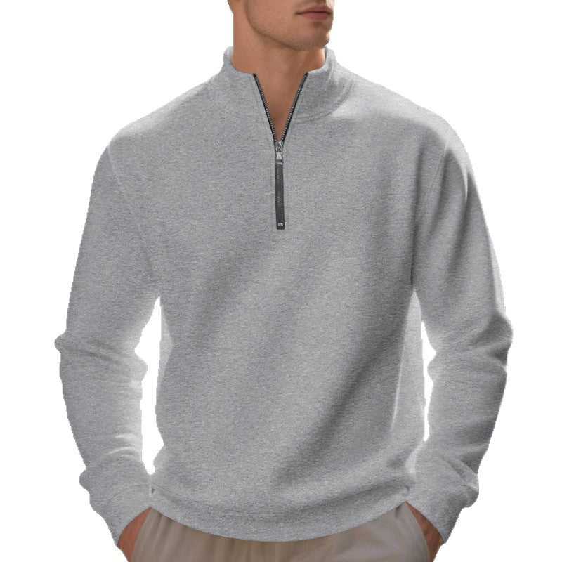 Herren sportlicher Sweatshirt mit modernem Stehkragen und Reißverschluss Heidi-Mode