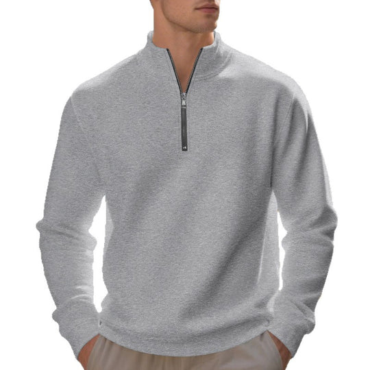Herren sportlicher Sweatshirt mit modernem Stehkragen und Reißverschluss Heidi-Mode