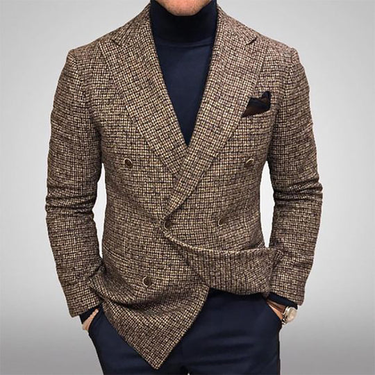 Herren Eleganter Doppelreiher Blazer aus hochwertigem Stoff Heidi-Mode
