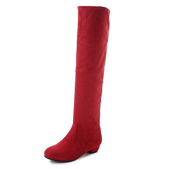 Damen Overkneestiefel mit modischem Faltendesign und bequemer Sohle Heidi-Mode