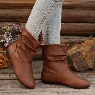 Damen modische Stiefeletten mit elegantem Rüschendesign und weichem Obermaterial Heidi-Mode