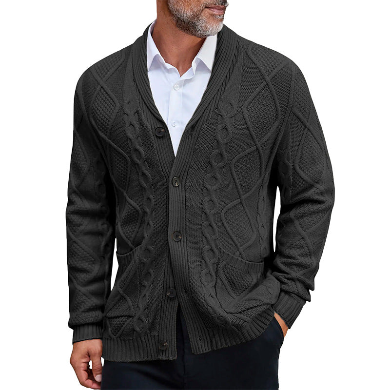 Herren modischer Strickcardigan mit strukturierter Oberfläche und praktischen Taschen Heidi-Mode