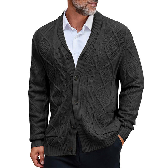 Herren modischer Strickcardigan mit strukturierter Oberfläche und praktischen Taschen Heidi-Mode