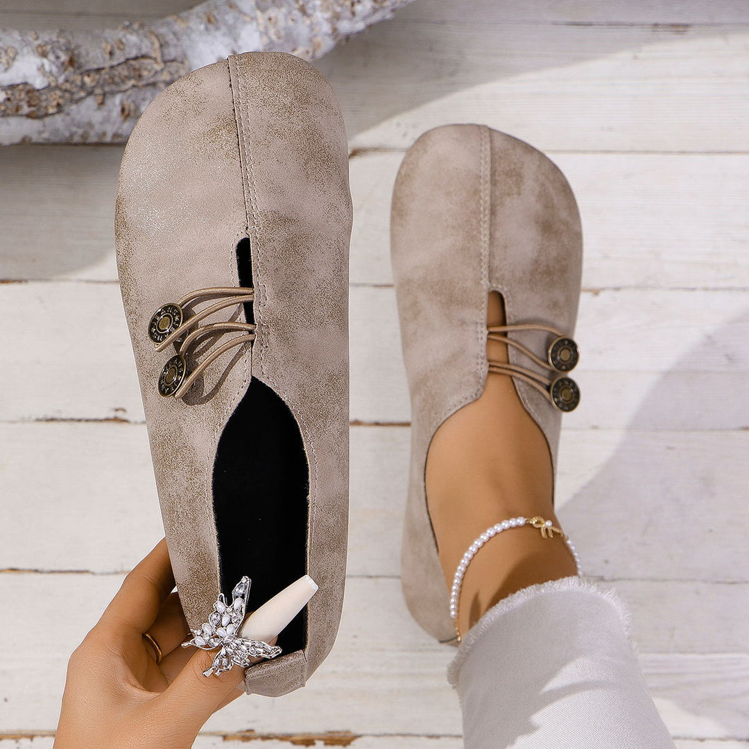 Damen Mokassins mit modischem Schlupfdesign und dekorativen Knopfdetails Heidi-Mode