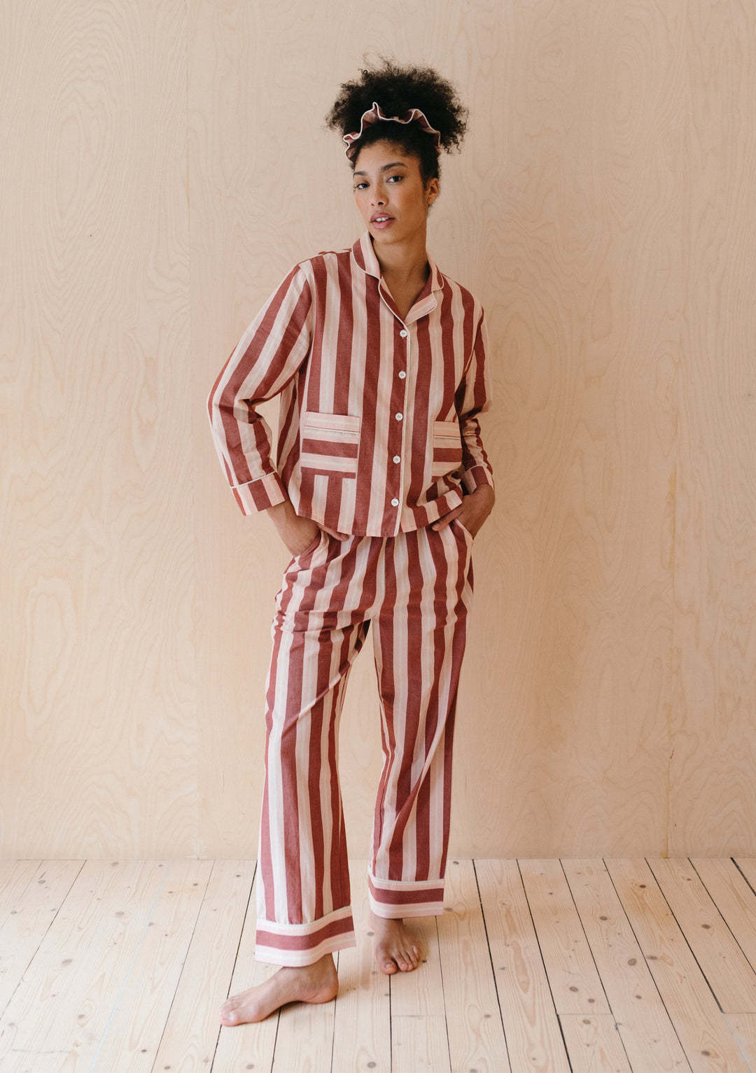 Damen Pyjama-Set mit modischem Streifenmuster Heidi-Mode