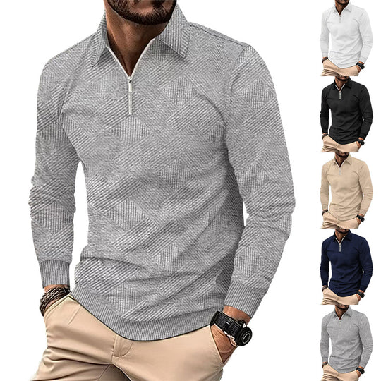 Herren hochwertiger Strickpullover mit Stehkragen und modischem Reißverschluss Heidi-Mode