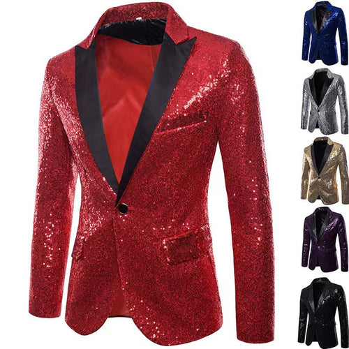 Herren schimmernder Pailletten Blazer Heidi-Mode